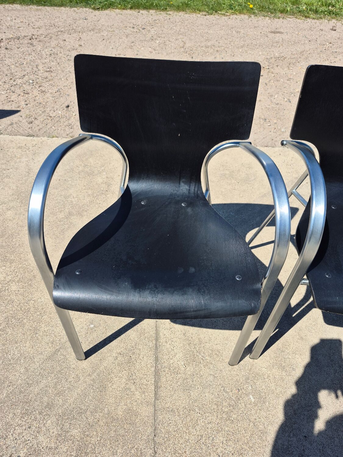 Set 4 postmodern black chrome stackable chair Jim for Kens 1990s