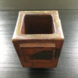 Brutalist brown stoneware vase