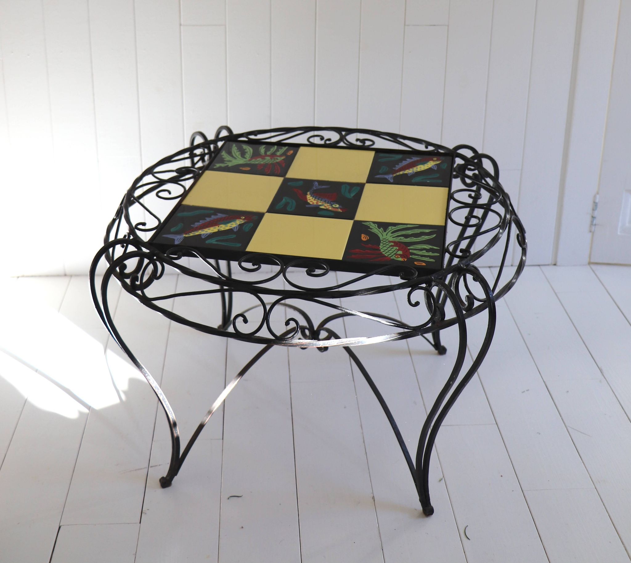 Ceramic coffee table with fish decoration, 1970s