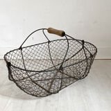 Panier en métal et bois ancien