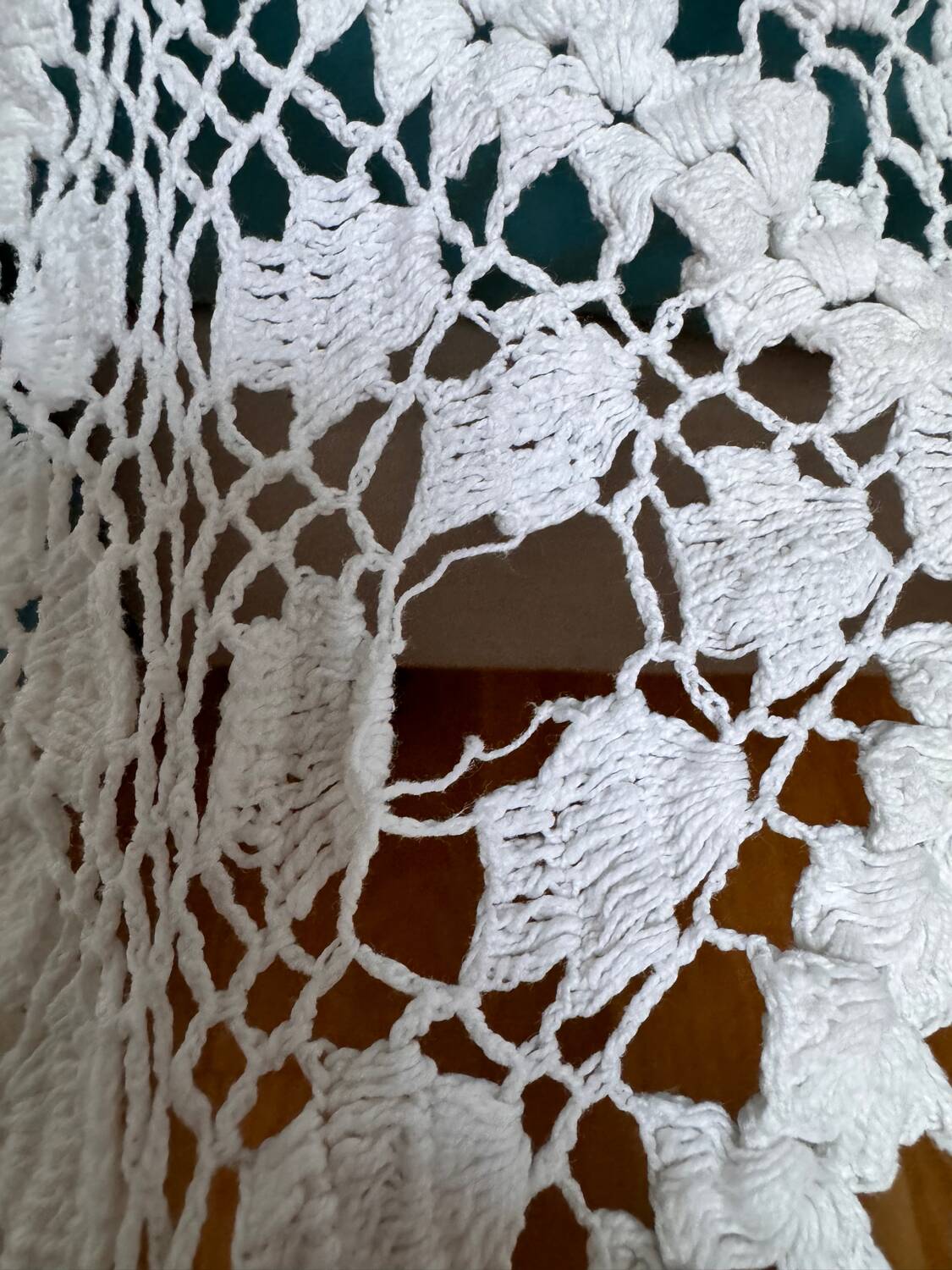 Large vintage handmade crochet bedspread