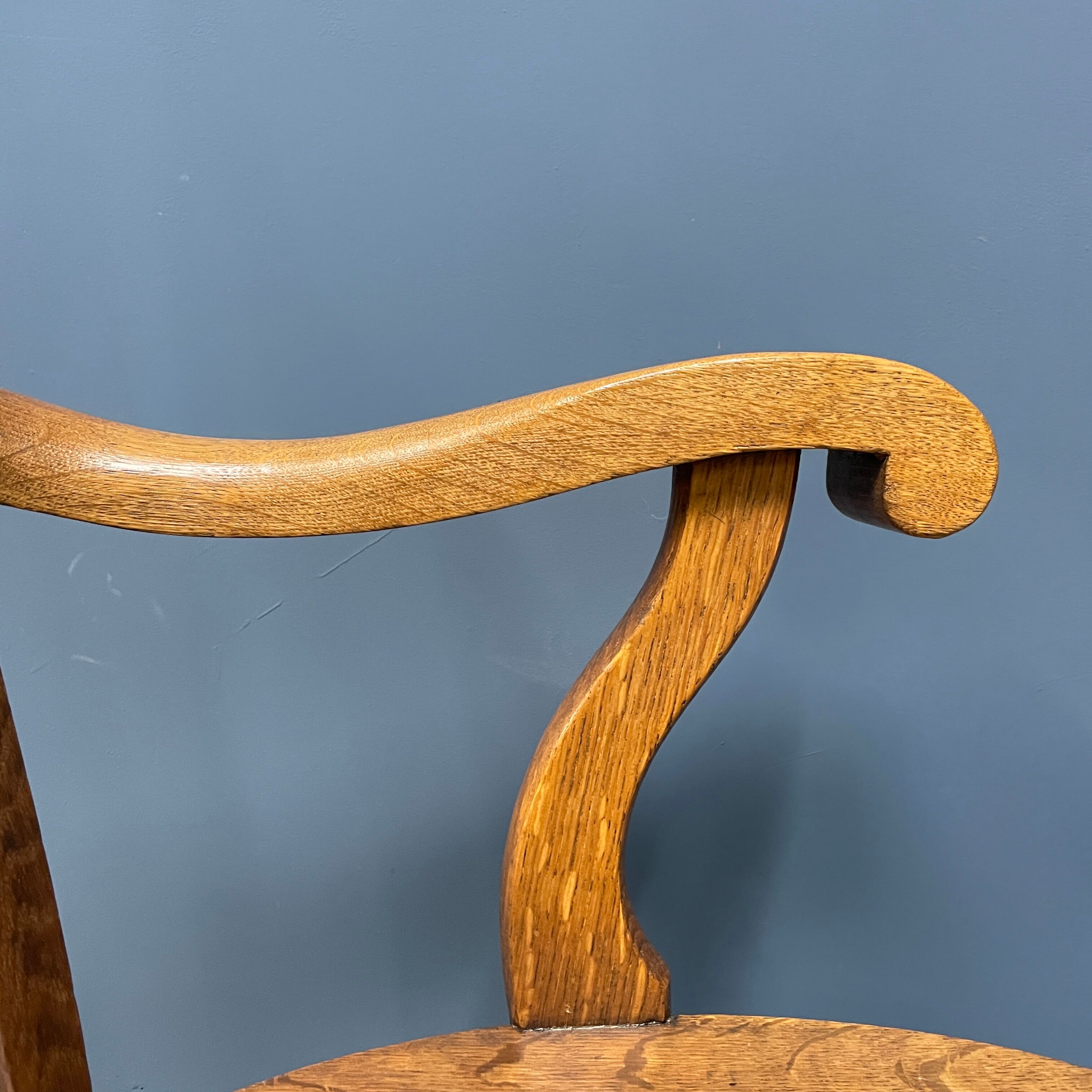 Antique American oak office chair with armrests 1920s