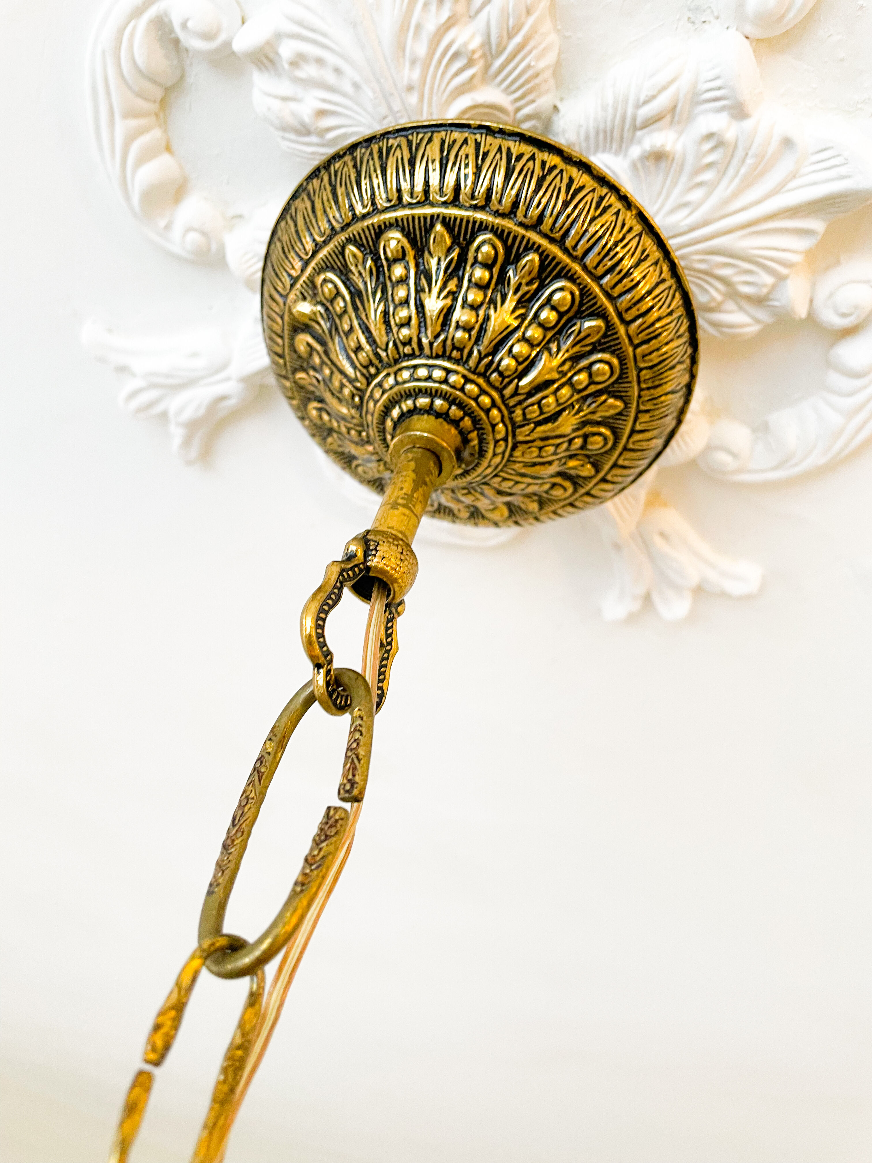 Vintage Palwa suspension in solid brass and crystal.