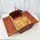 Old sewing box worker varnished wood