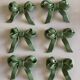 Set of 6 ribbon knife holders in green glazed earthenware 1980