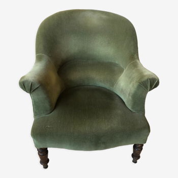 Fauteuil crapaud en velours vert