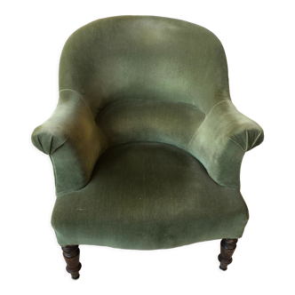 Fauteuil crapaud en velours vert