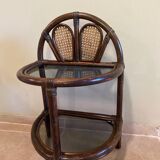 Half moon rattan bedside table