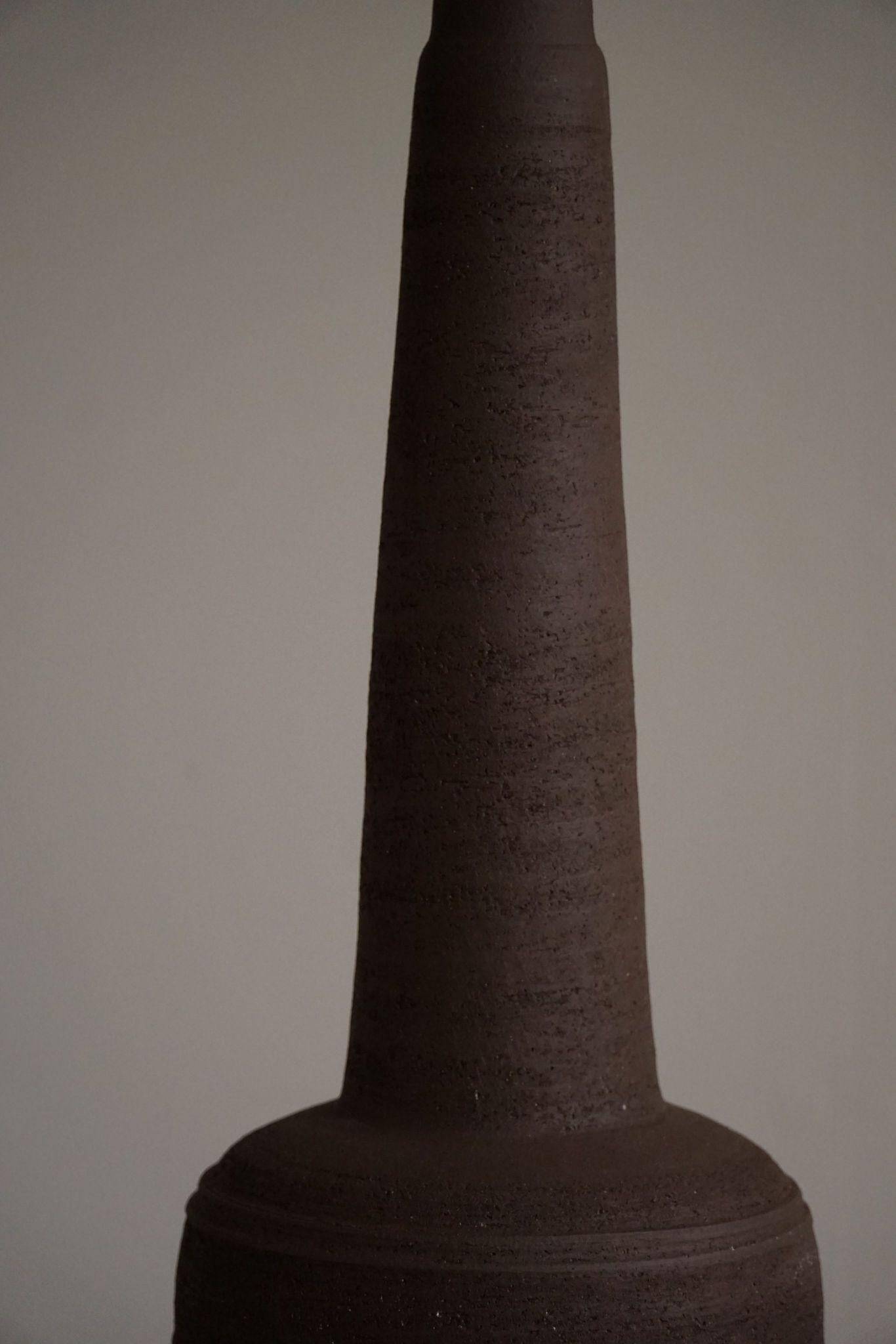 Tall decorative floor lamp in organic ceramic, mid-century Danish, 1970s.