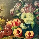 Josef Mansfeld (1819-1894). Still life with flowers and fruit.
