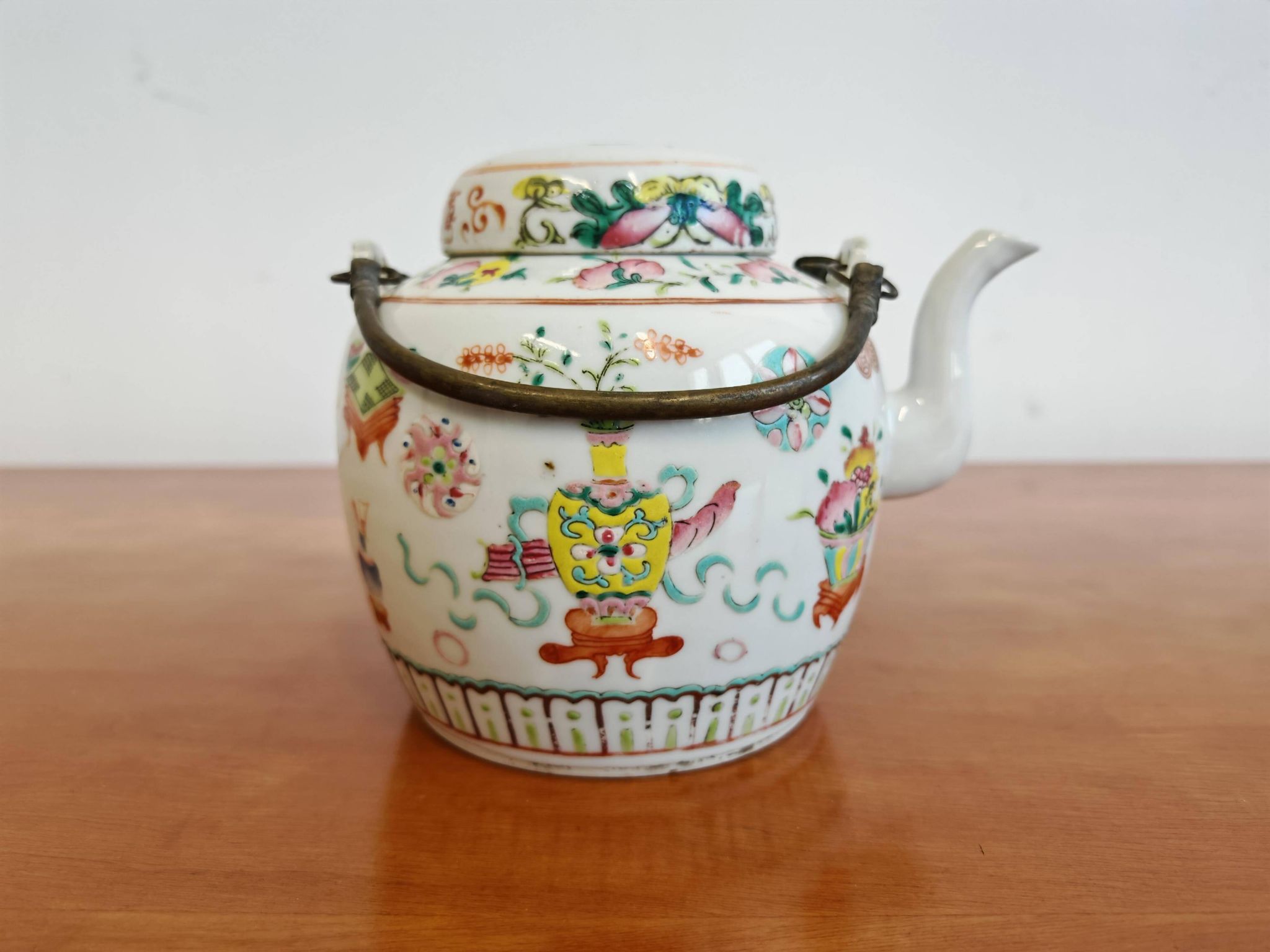 Antique porcelain teapot hand-painted, 1920s