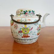 Antique porcelain teapot hand-painted, 1920s