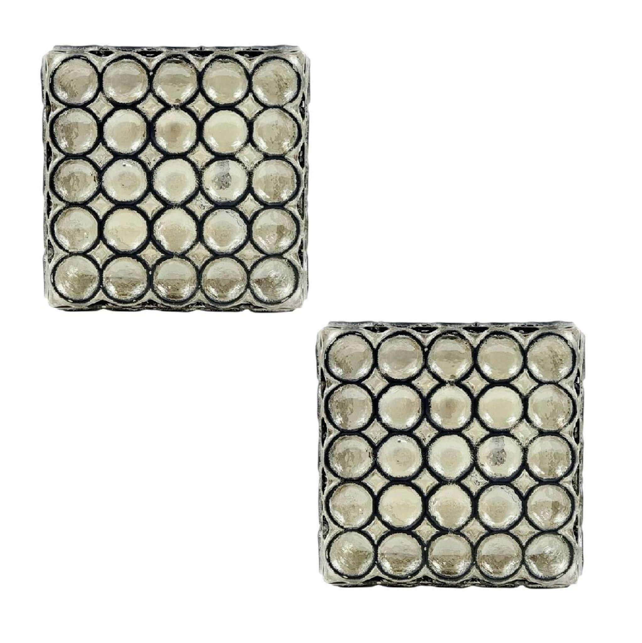 Pair of Mid-Century Modern Glass Ceiling Lights from Limburg, 1960s/1970s