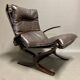 Duo of "Scandinavian design" leather armchairs 1950.