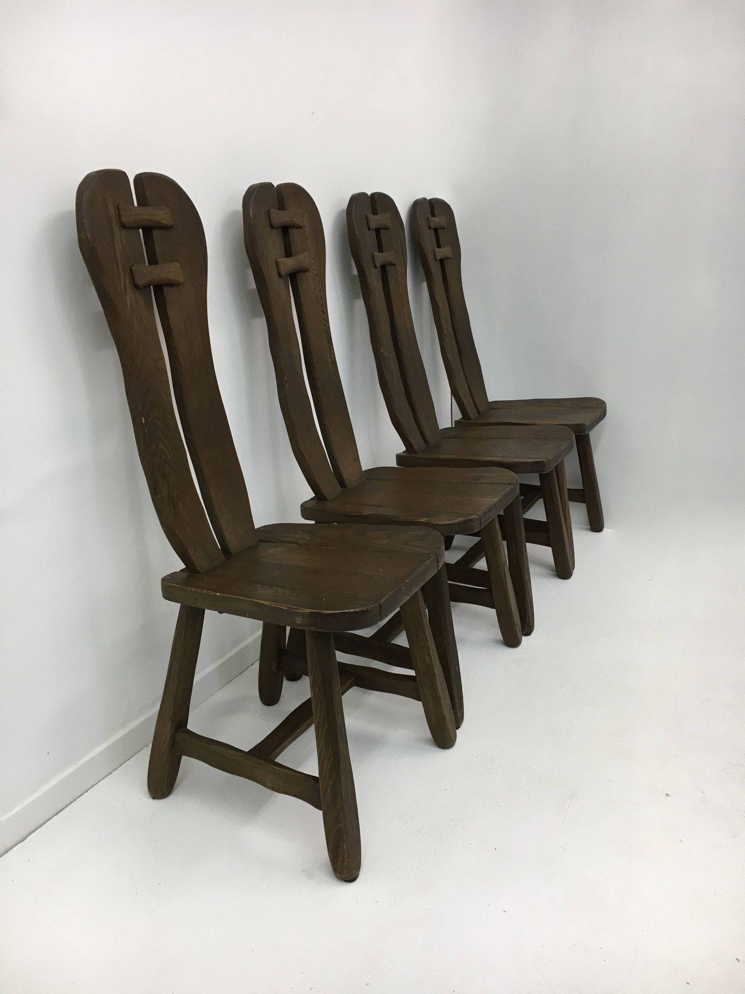 Set of 4 Belgian Brutalist Dining Chairs from De Puydt, 1970’s