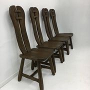 Set of 4 Belgian Brutalist Dining Chairs from De Puydt, 1970’s