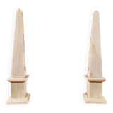1970s Stunning Pair of Big Obelisks in Marble of Carrara.