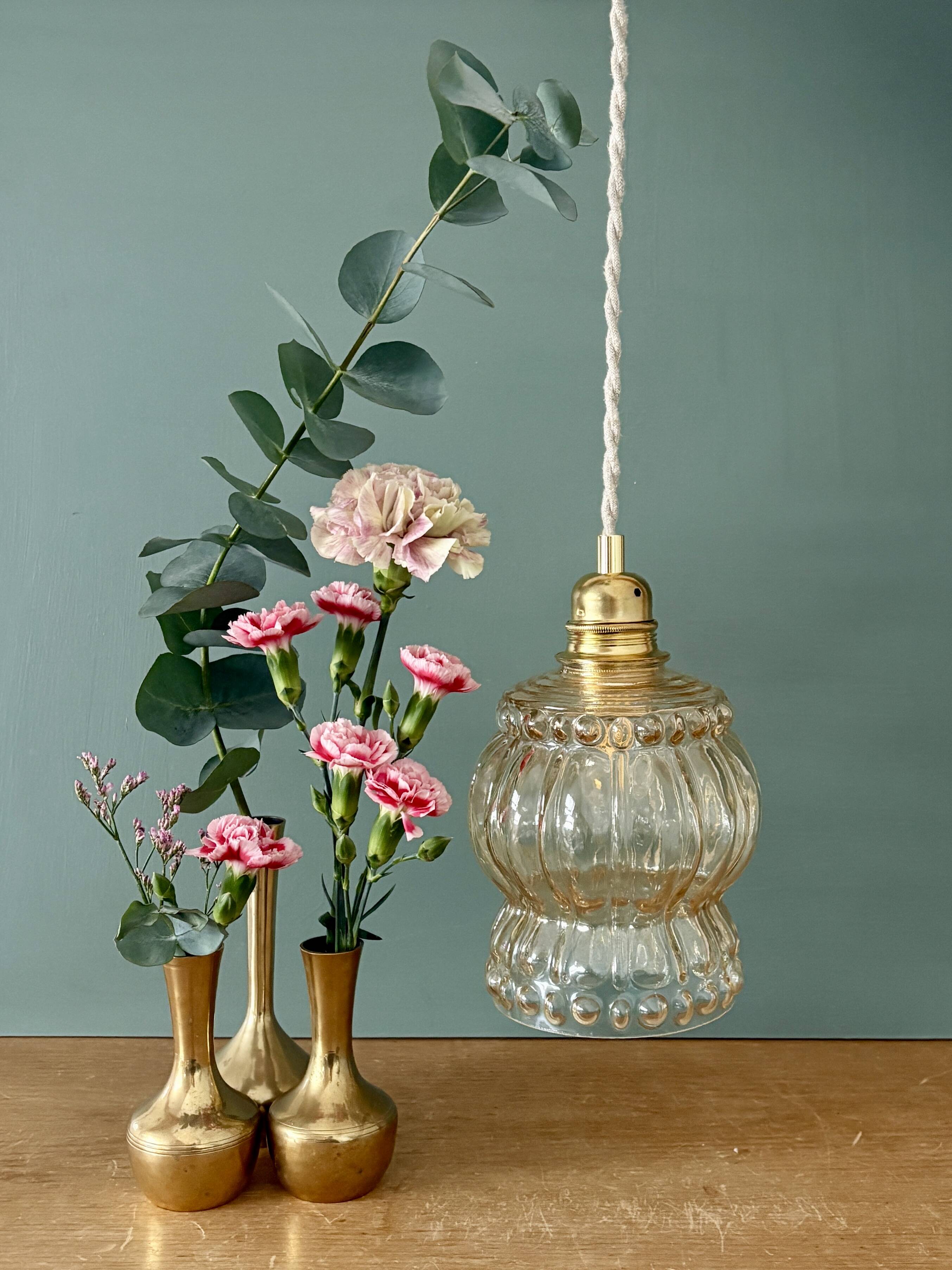 Vintage amber glass suspension globe