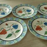 Fine earthenware plates from Forges Les Eaux, sponge decoration, late 19th century