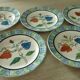 Assiettes en faience fine de forges les eaux decor a l'eponge fin 19 eme