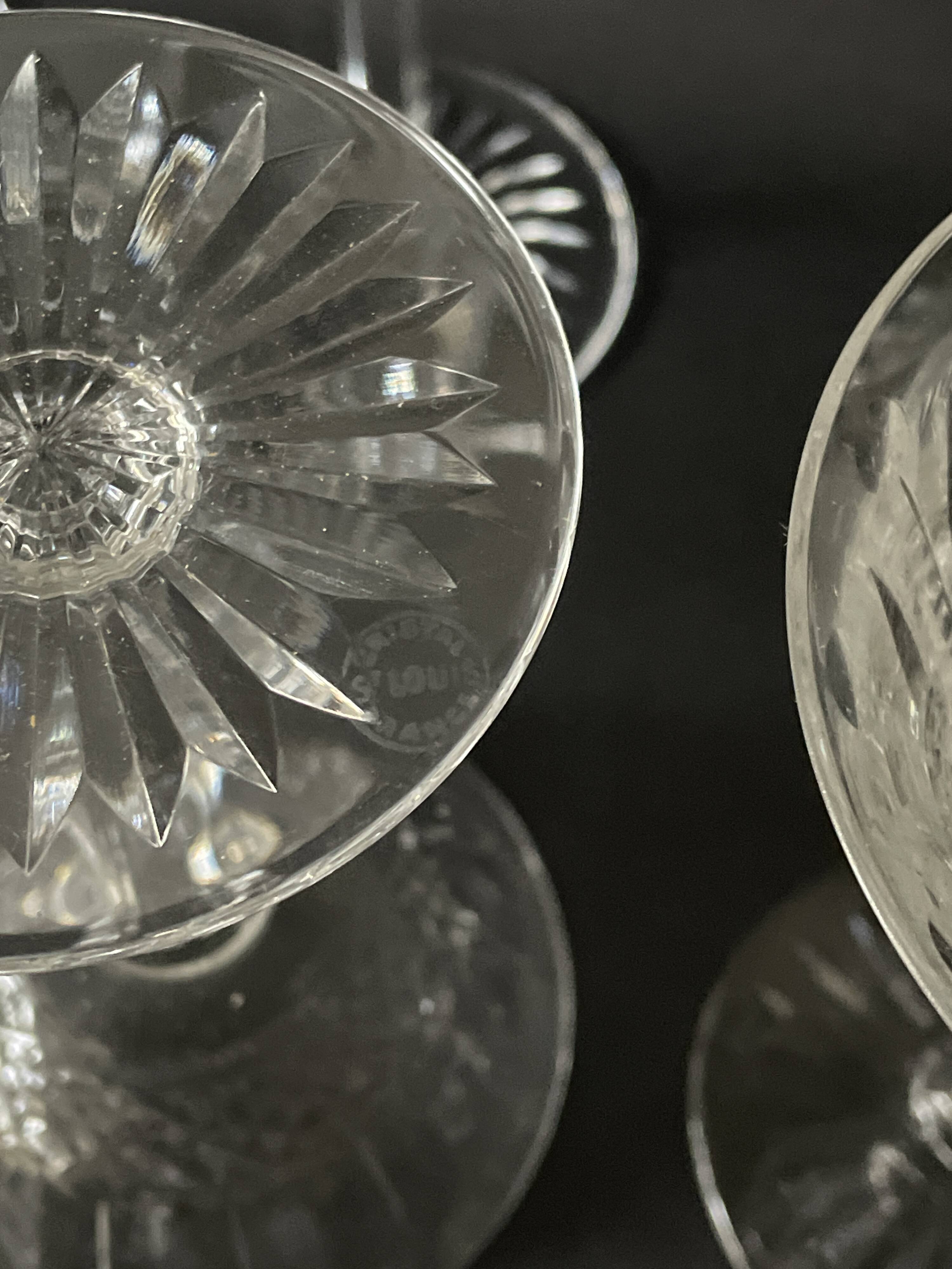 6 Saint Louis crystal champagne glasses / coupes. Tommy model.