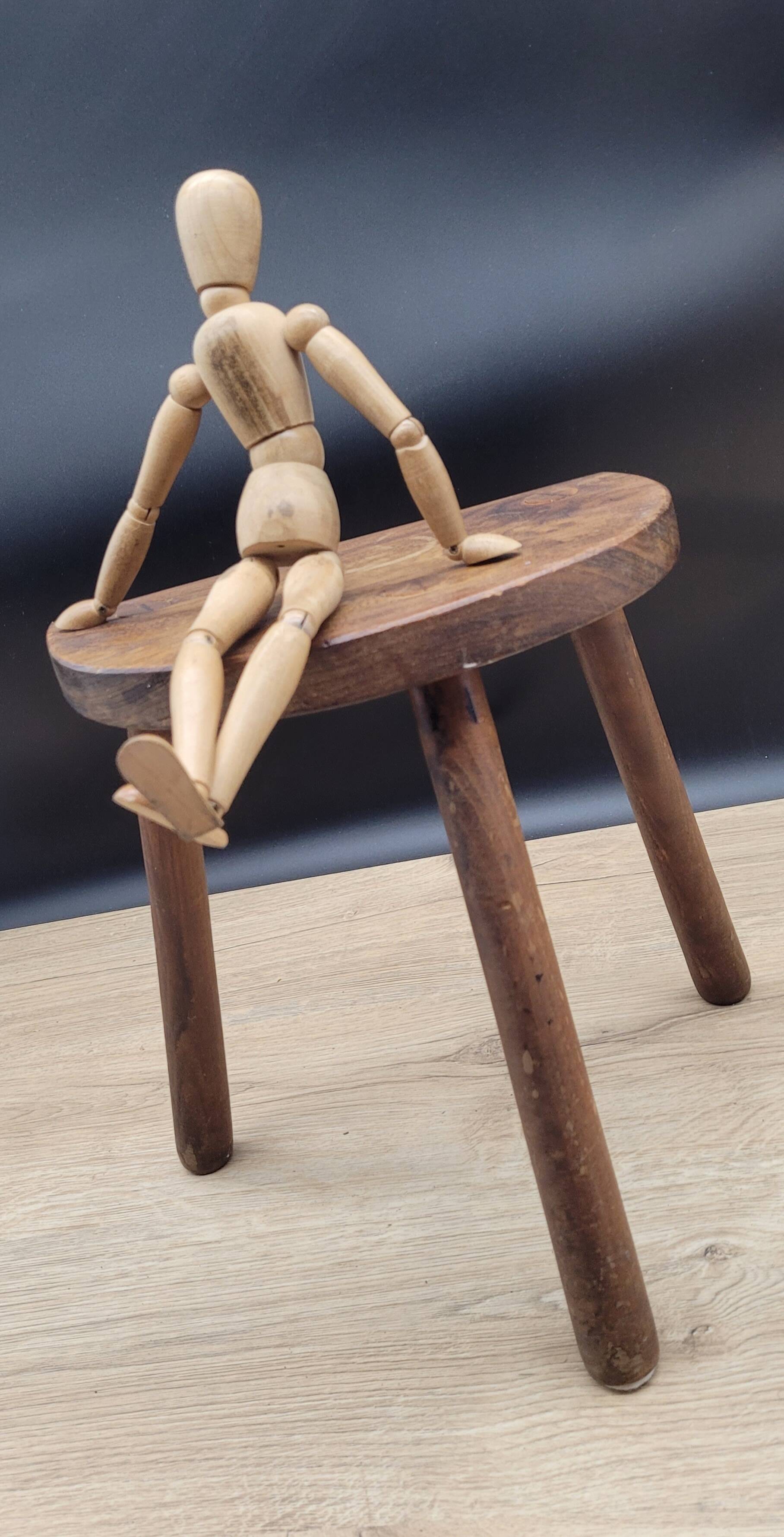 Cowhide half round tripod stool