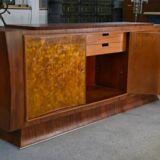 Art Deco rosewood sideboard with gilt door, attributed to Maison Dominique, 1940s
