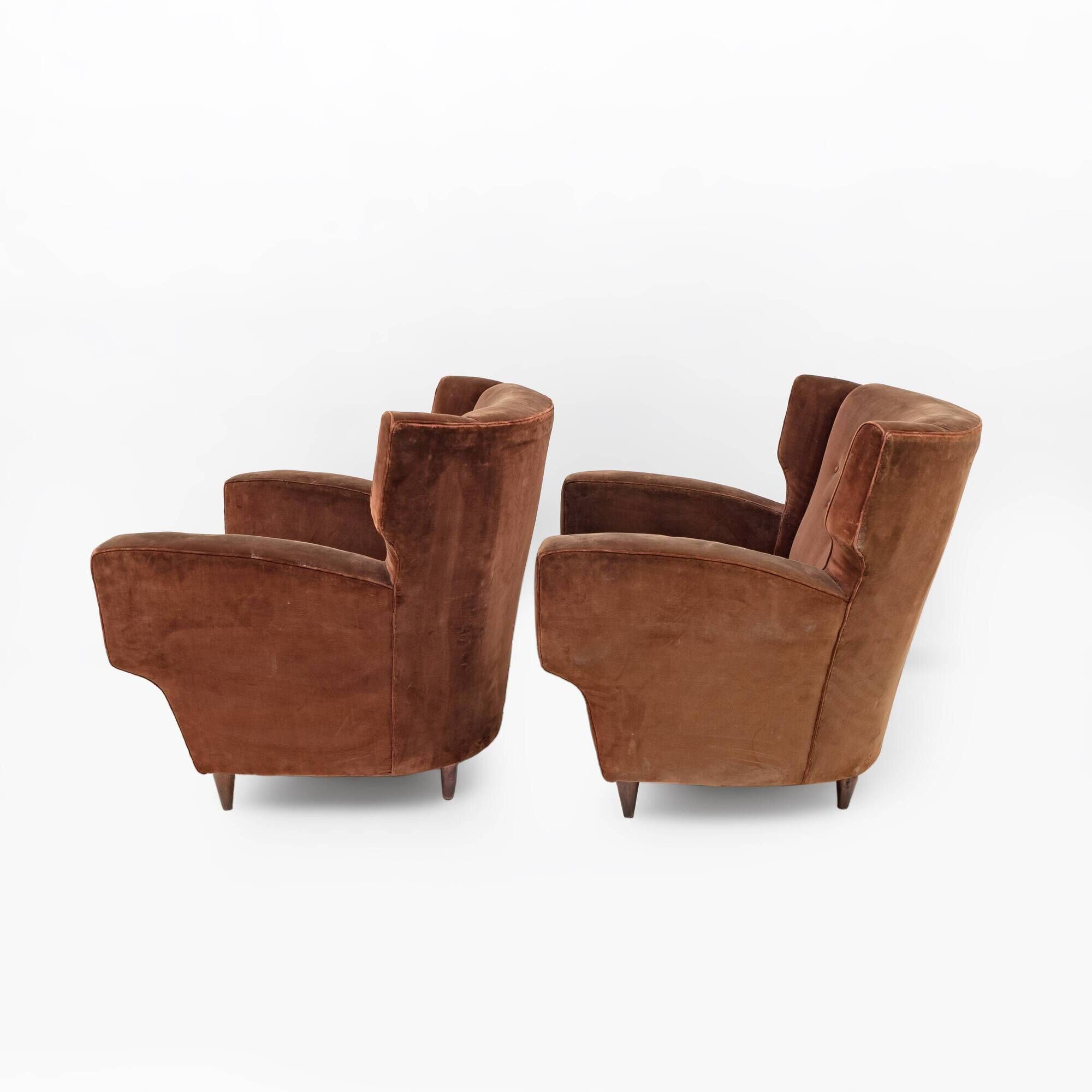 Melchiorre Bega Italian Mid-Century Velvet Armchairs, 1950s, Pair