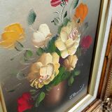 Oil painting - bouquet of multicolored roses