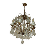 Cage chandelier with 6 light arms and crystal dagger, late 19th century