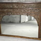 Large mirror - Indian carved wooden headboard