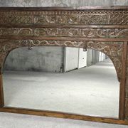 Large mirror - Indian carved wooden headboard