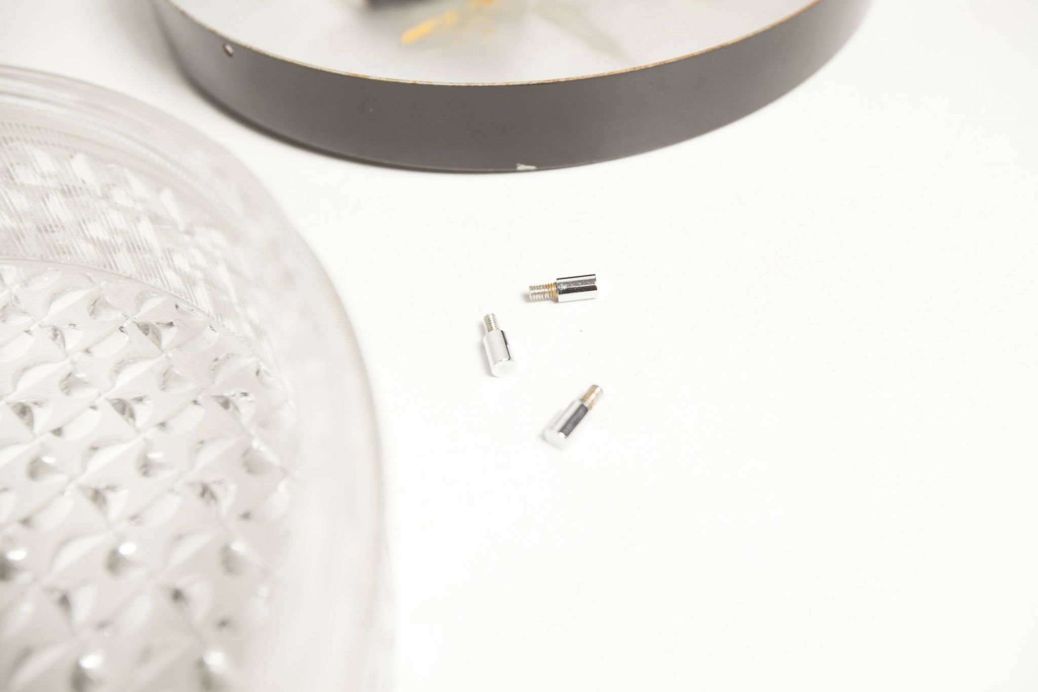 S+ Megal round ceiling light in black and opaque Swiss machined glass 90