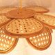 3 hanging lamps in rattan 1980s, rattan and braiding