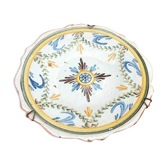 Assiette faïence polychrome XVIIIème Nevers. Aile godronnée...