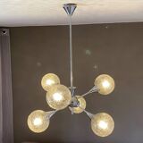 Sputnik chandelier with 6 globes. 1970. Space Age.