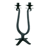 Large double wrought iron candle holder, Brutalist, 1970 - 39 X 21 cm