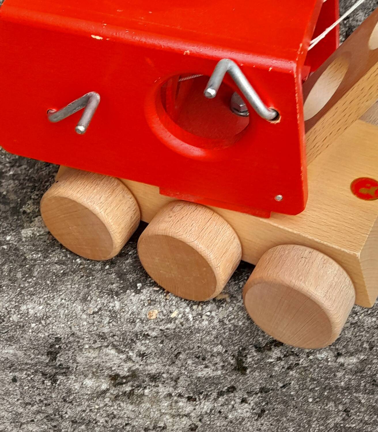 Wooden digger crane toy
