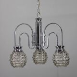 Lustre en chrome et verre des années 1970, Italie