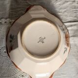 Antique pink earthenware soup tureen - Red floral decoration - Digoin