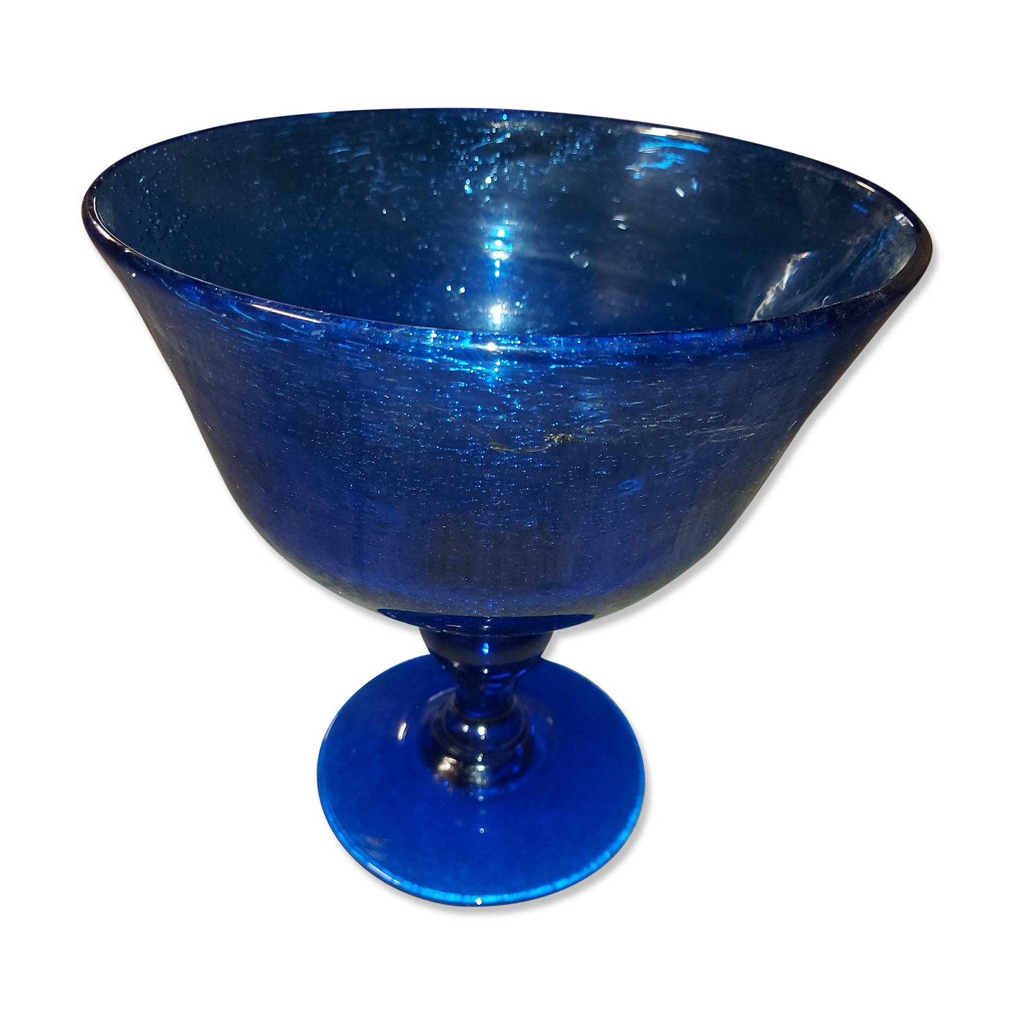 Glass cup of Biot, cobalt blue