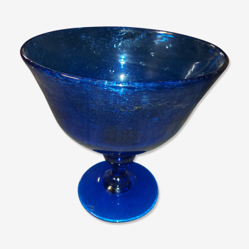 Glass cup of Biot, cobalt blue