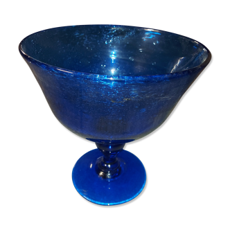 Glass cup of Biot, cobalt blue