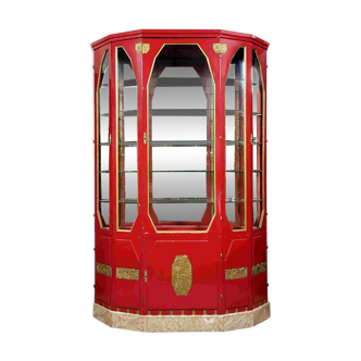 Important Art Deco period bookcase in lacquered wood and gilded bronze