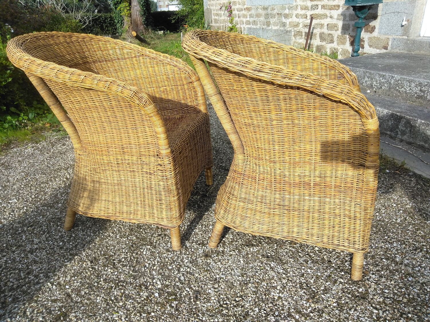 Pair of rattan armchairs