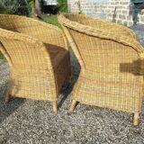 Pair of rattan armchairs
