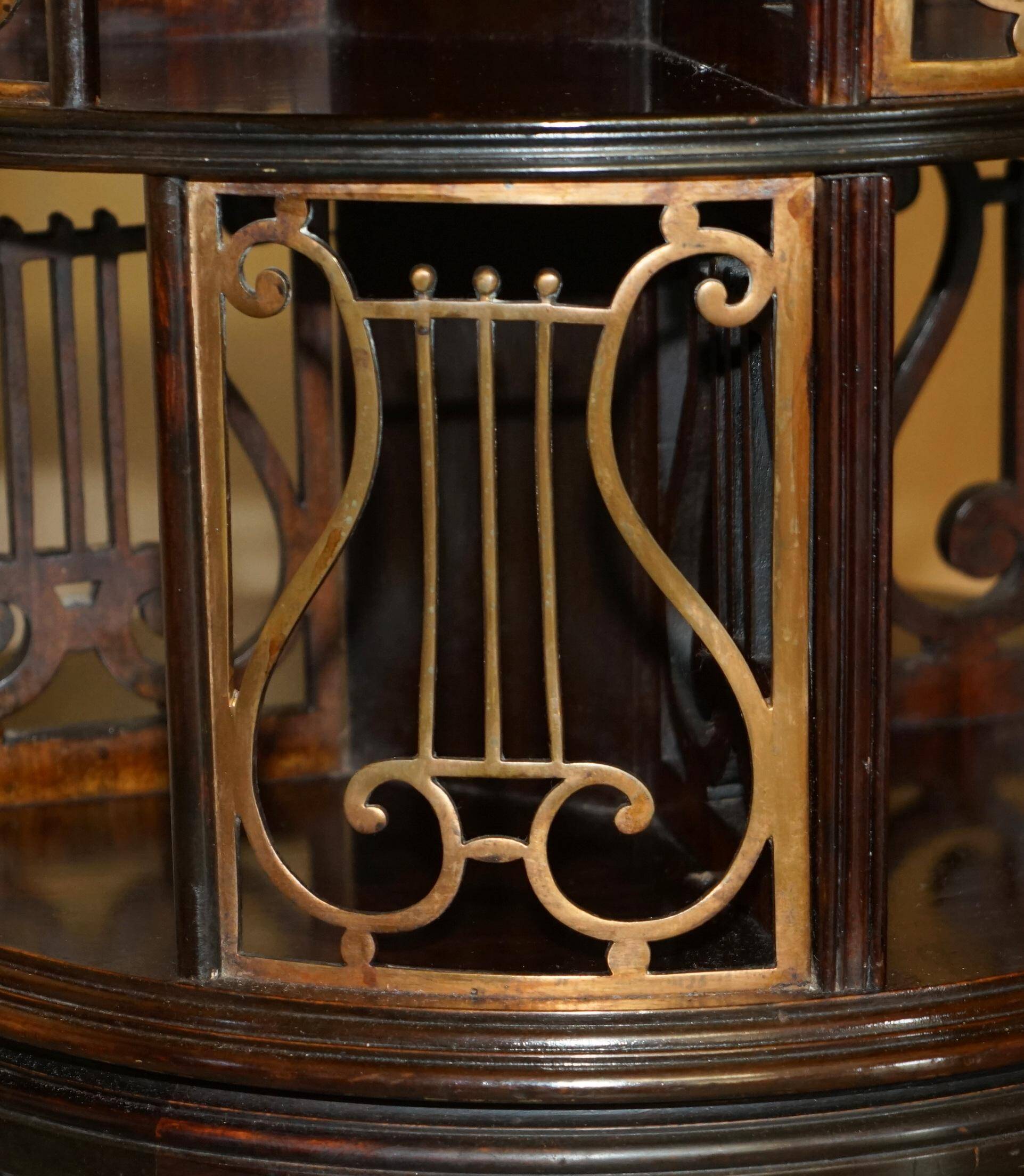 Restored Victorian library table in hardwood and brass.
