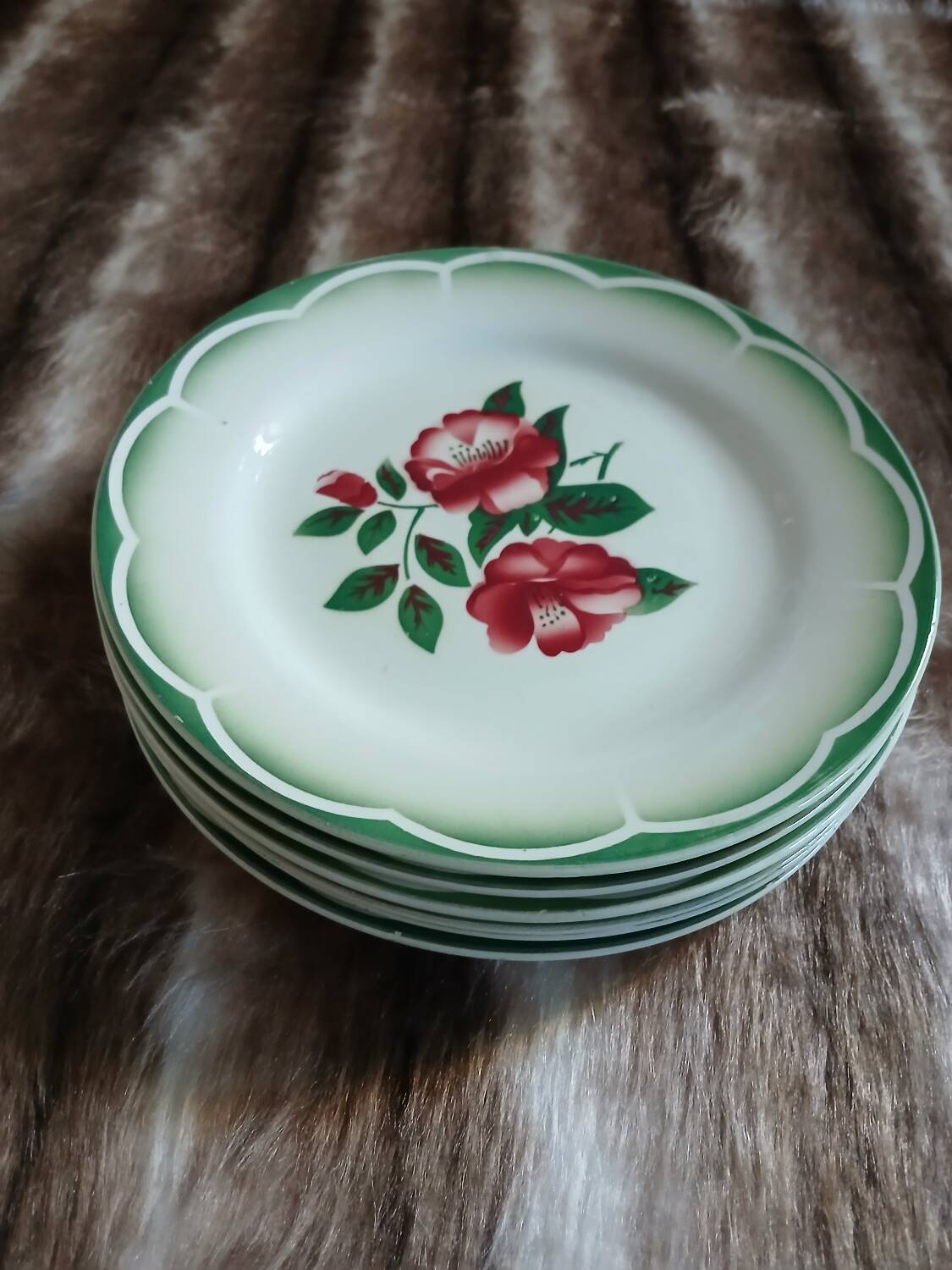 6 antique dessert plates from Digoin and Sarreguemines