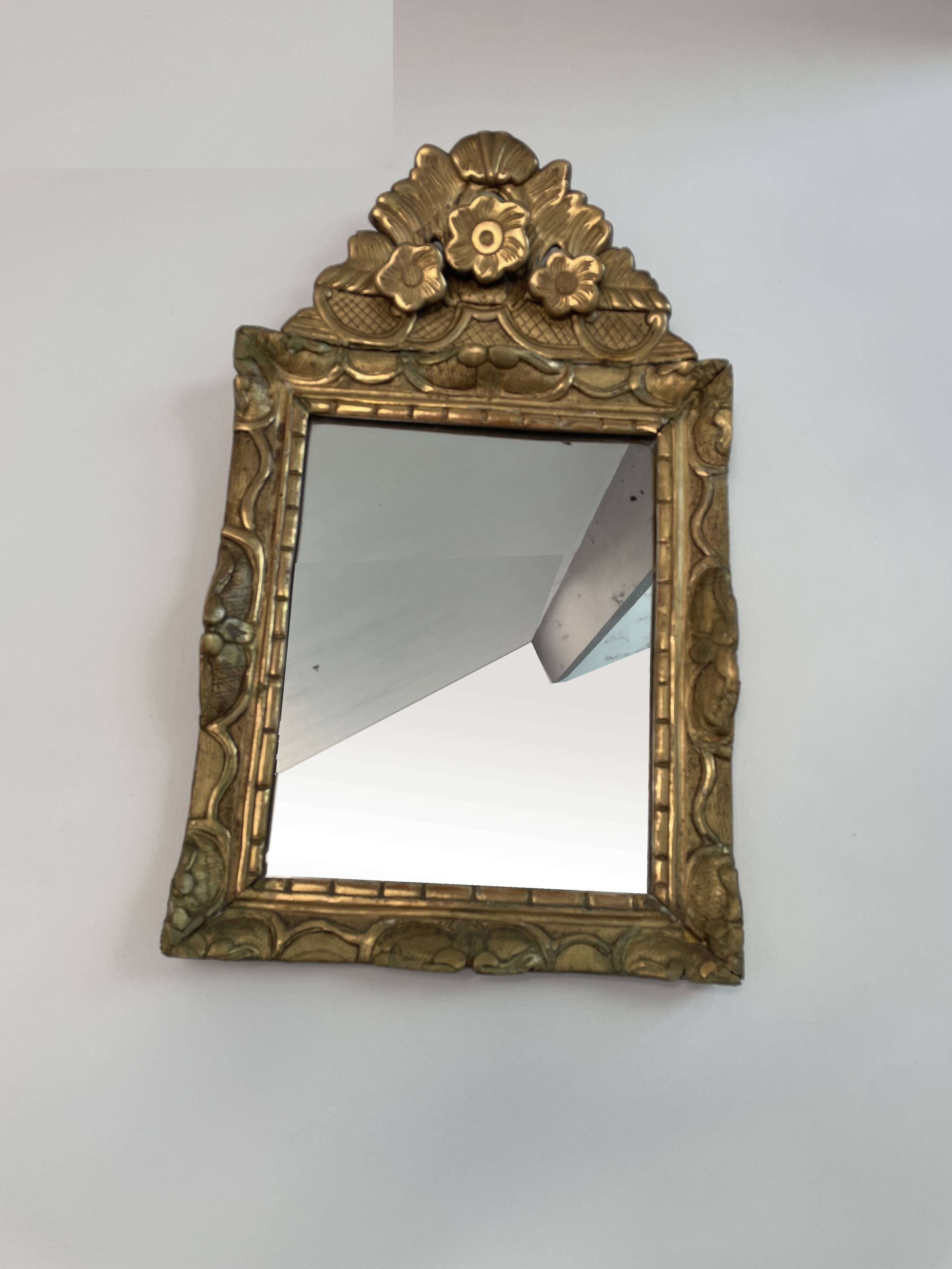 18th century mirror, Louis XVI period, gilded carved wood
