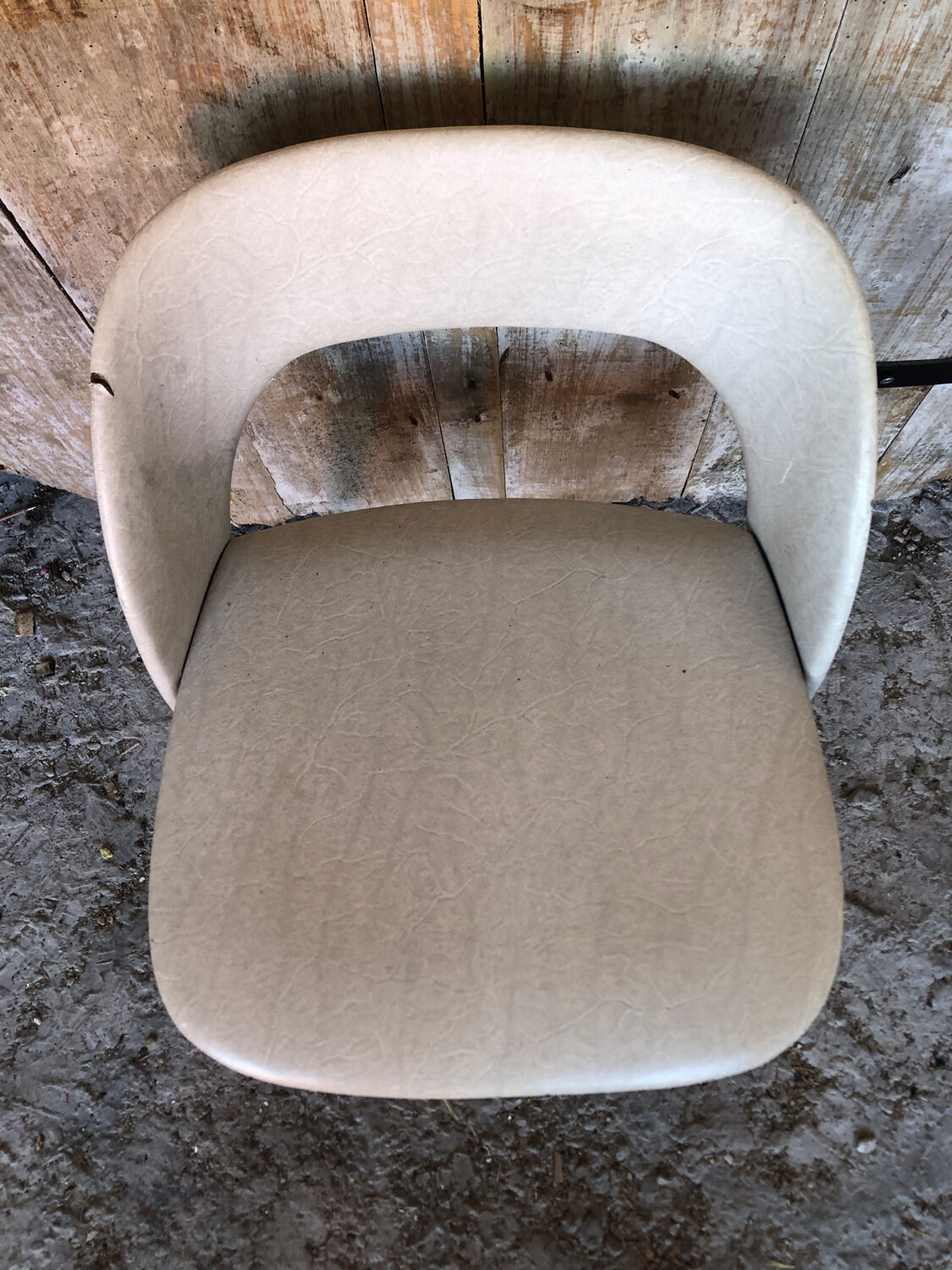 Scandinavian armchair skai white compass wooden vintage
